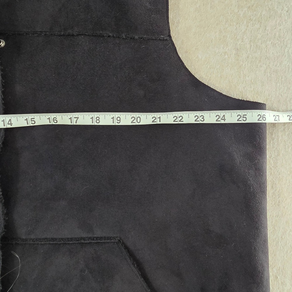 Lauren Ralph Lauren Faux Suede & Shearling Vest Sz 1X Black Hooded Outdoor Prep - Picture 6 of 11